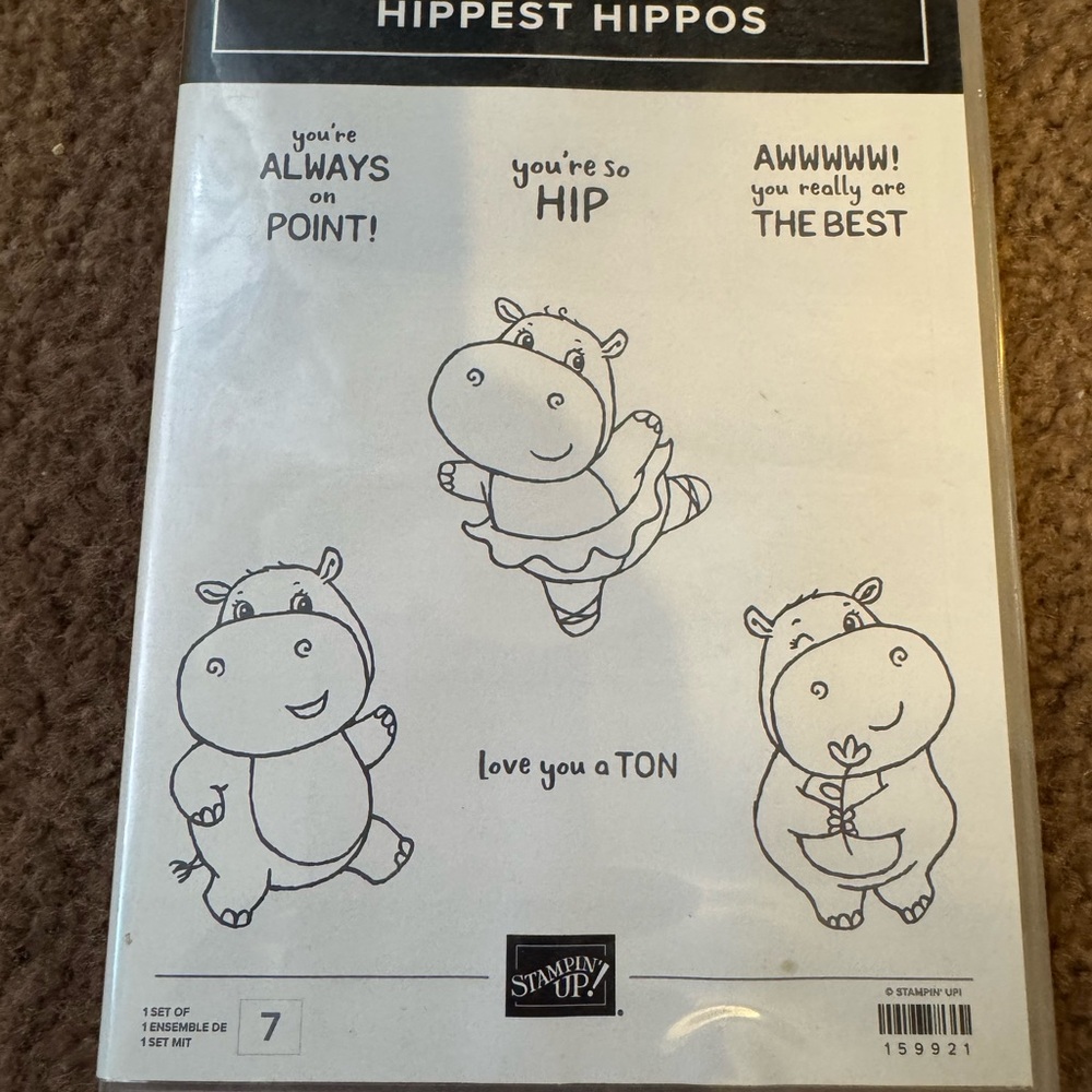 Stampin' Up! Hippest Hippos Kids Bottoms - Black Line Art